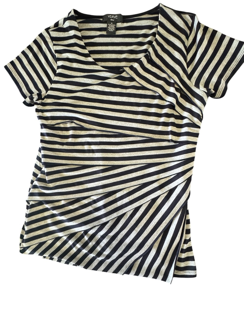 Women’s Verve Ami Navy and Gray Stripped Blouse Size Medium